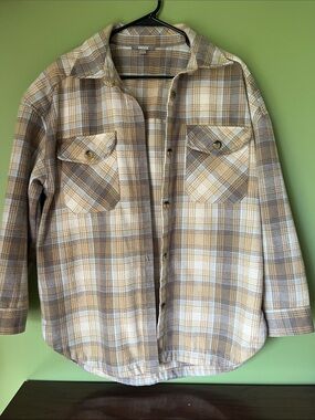 Mexx Womens shacket Beige and Cream Plaid